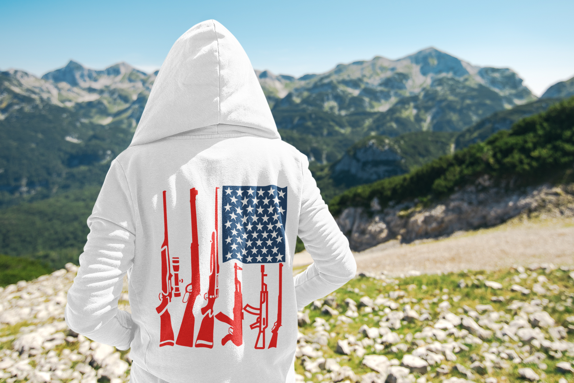 Fishing & Hunting American Flag Hooded Sweatshirt