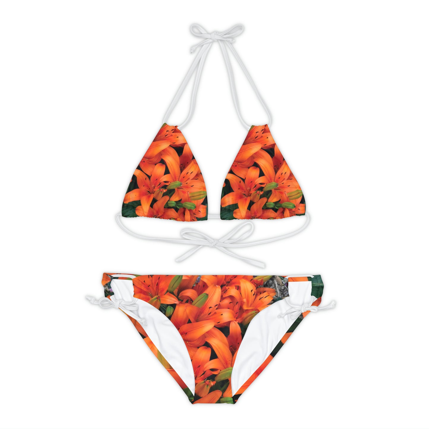 Orange Flower Strappy Bikini Set (AOP)