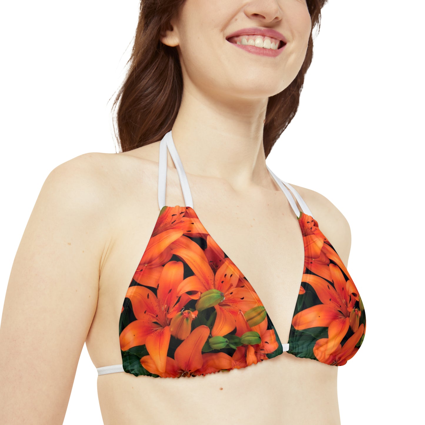 Orange Flower Strappy Bikini Set (AOP)