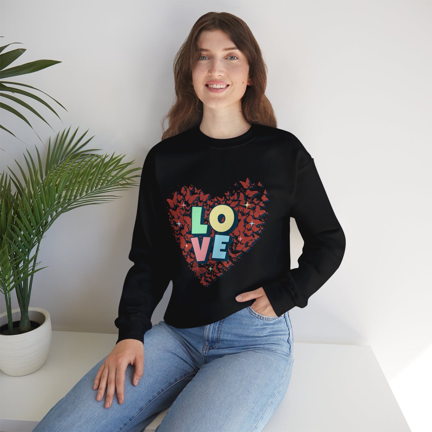 Love Letters with Butterflies Heart Sweatshirt