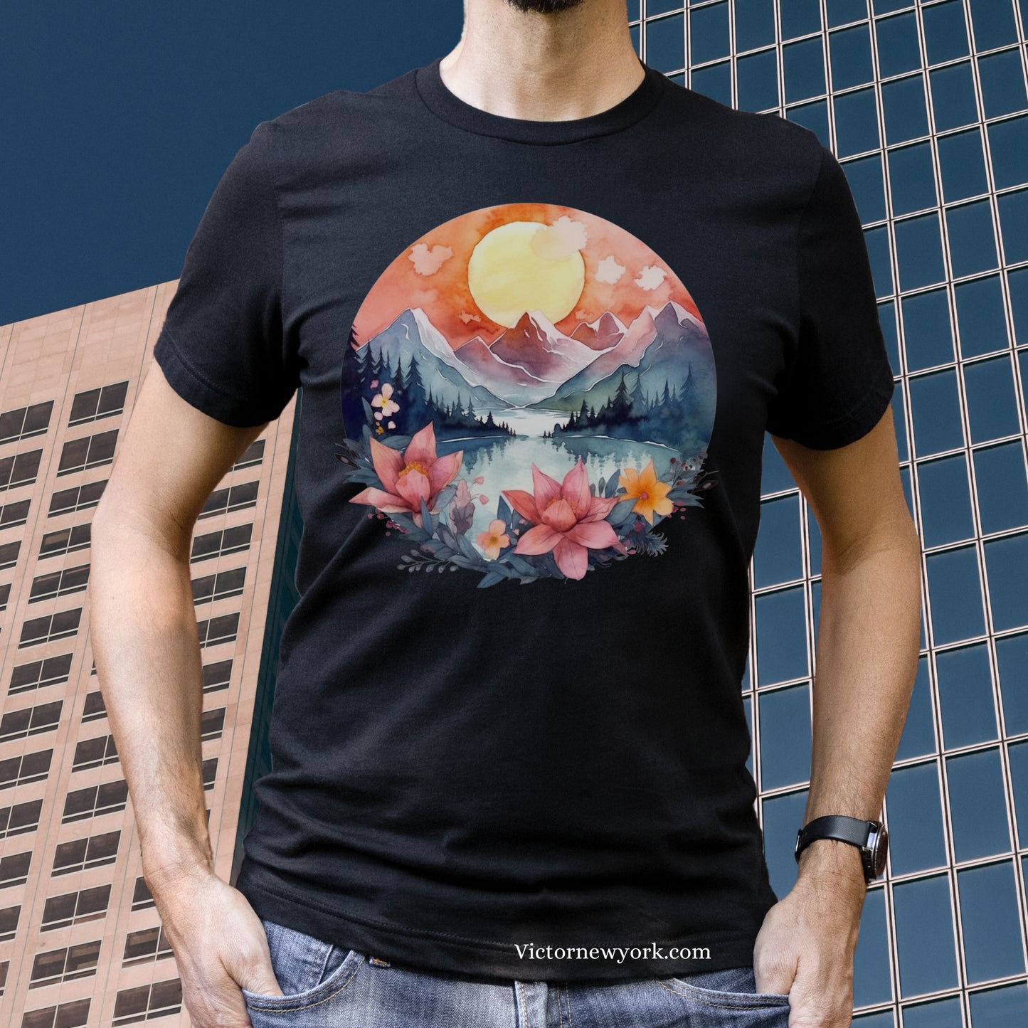 Sun Over Mountains Hiking T Shirt