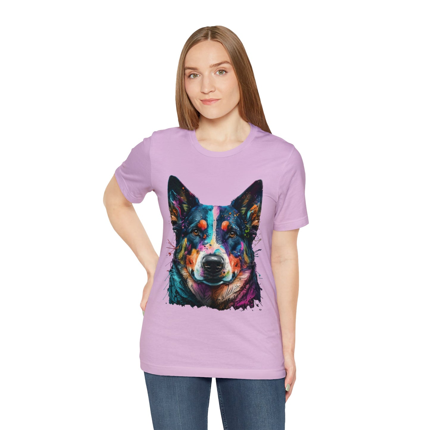 German Shepard Dog face colorful art shirt