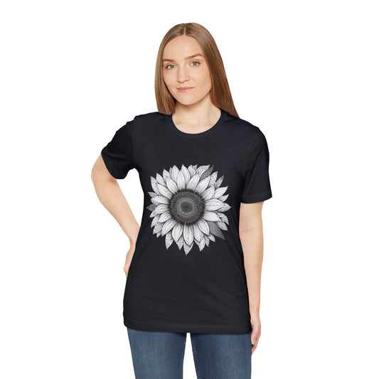 Sunflower minimalist black and white flower