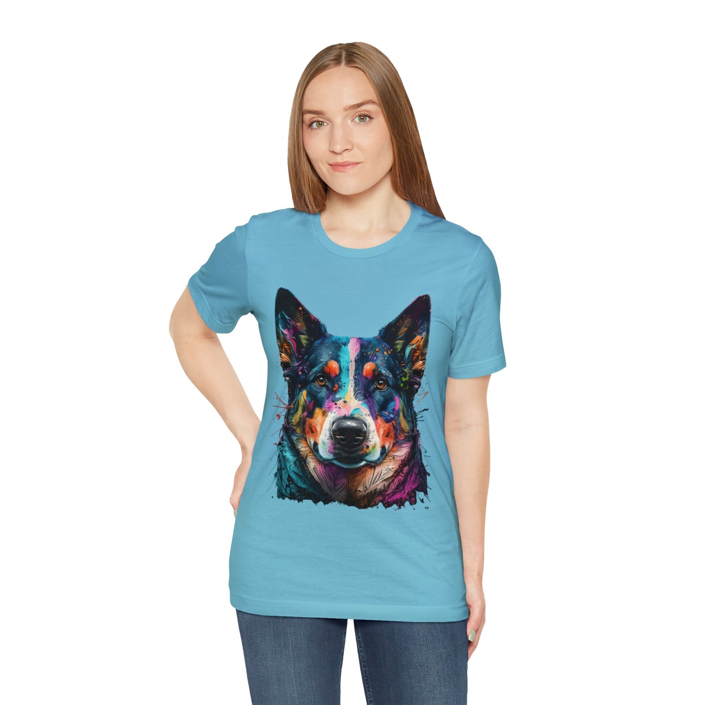 German Shepard Dog face colorful art shirt