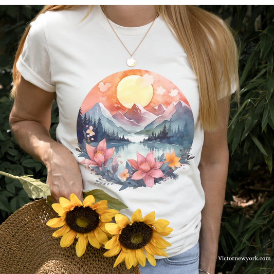 Sun Over Mountains Hiking T Shirt