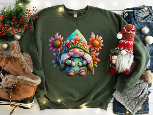 Boho Retro Cute Gnome Girl Sweatshirt