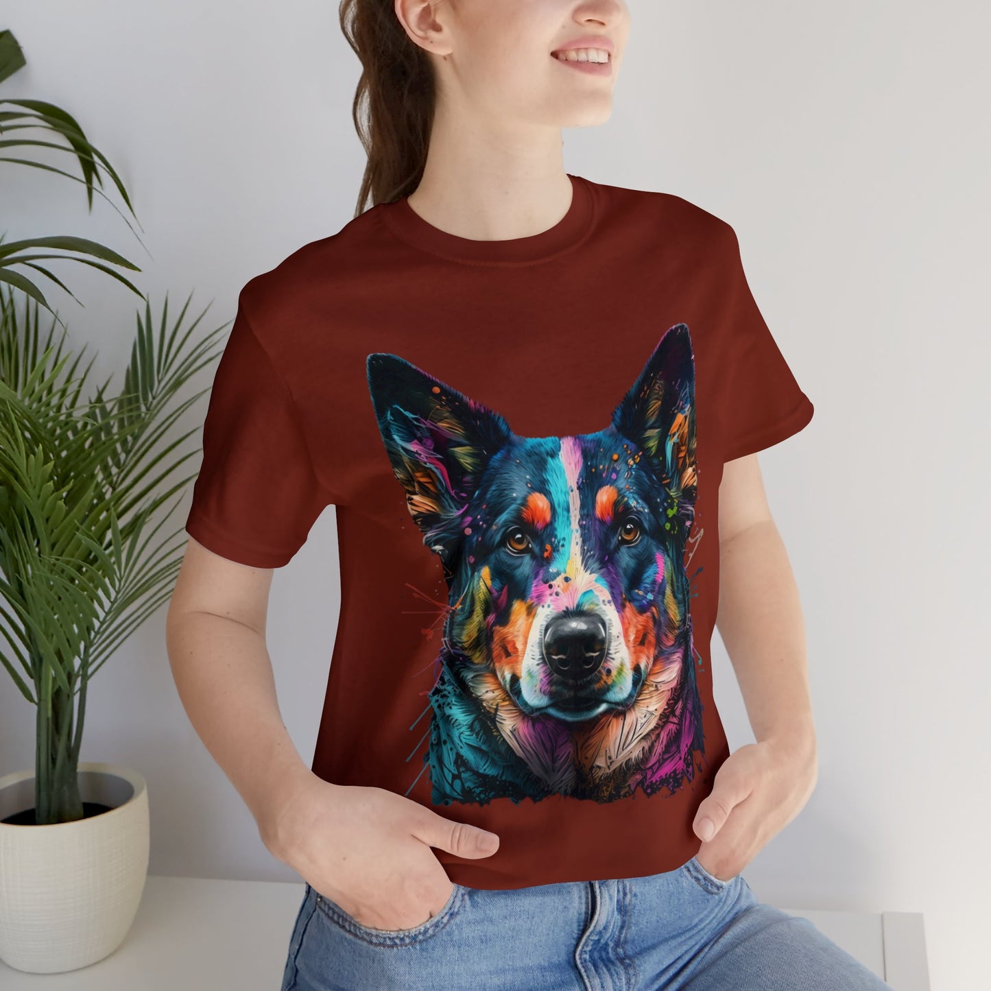 German Shepard Dog face colorful art shirt