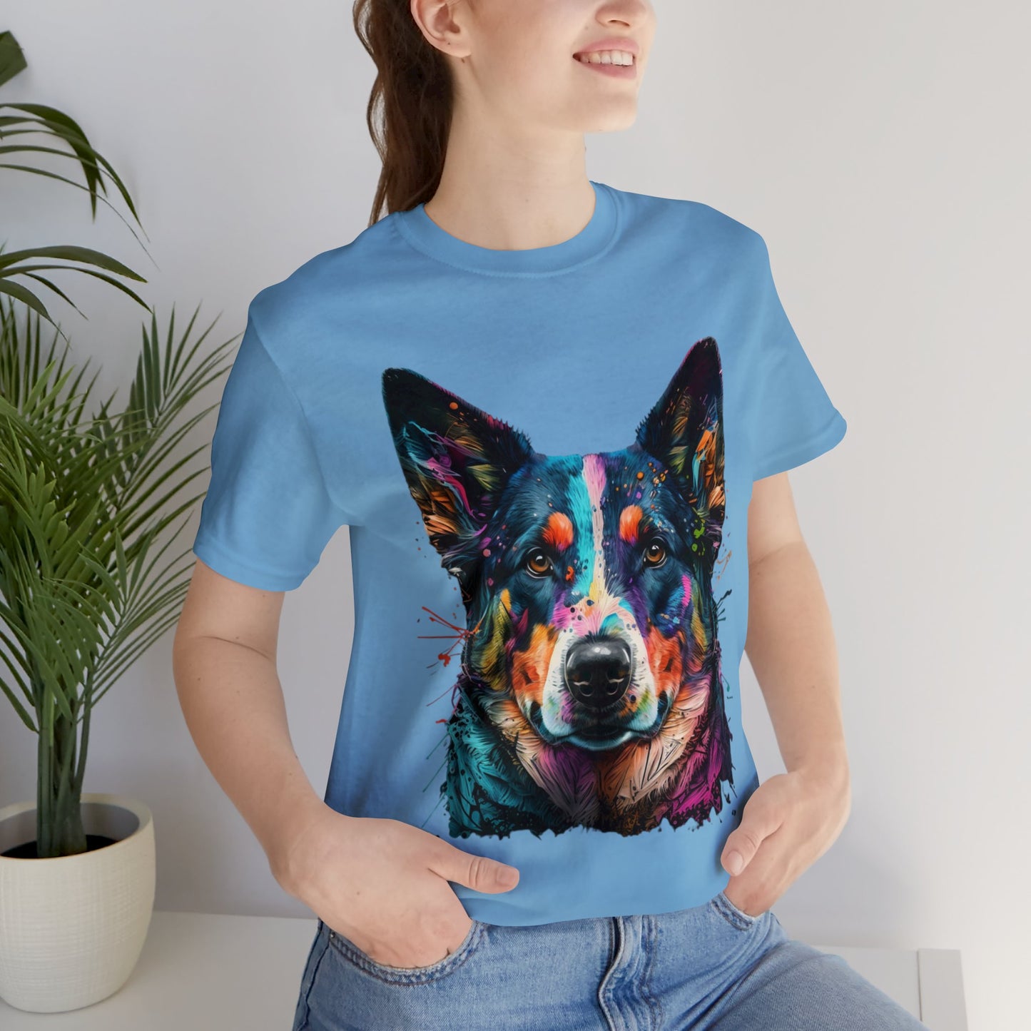 German Shepard Dog face colorful art shirt