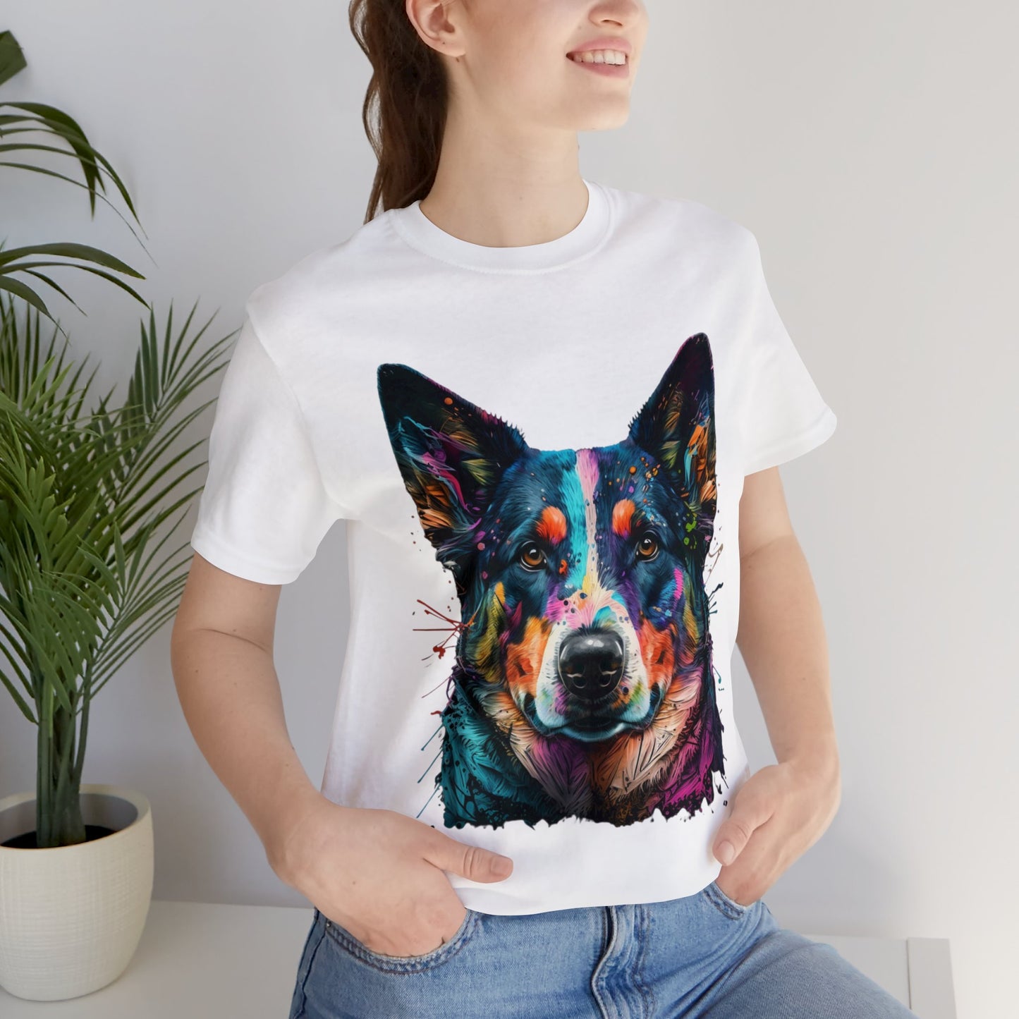 German Shepard Dog face colorful art shirt