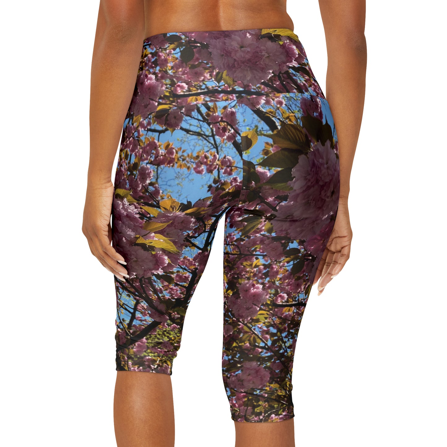 Cherry Blossom Yoga Capri Leggings, Yoga Pants