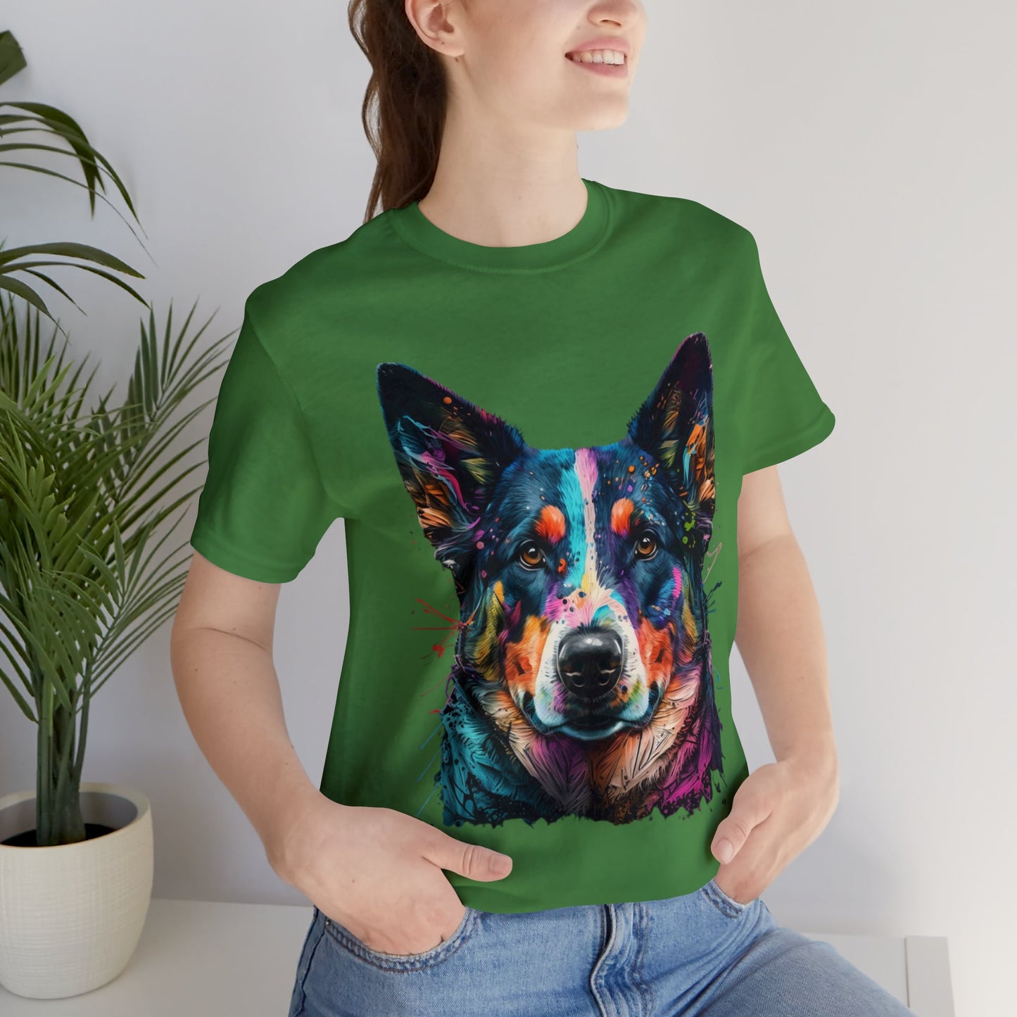 German Shepard Dog face colorful art shirt