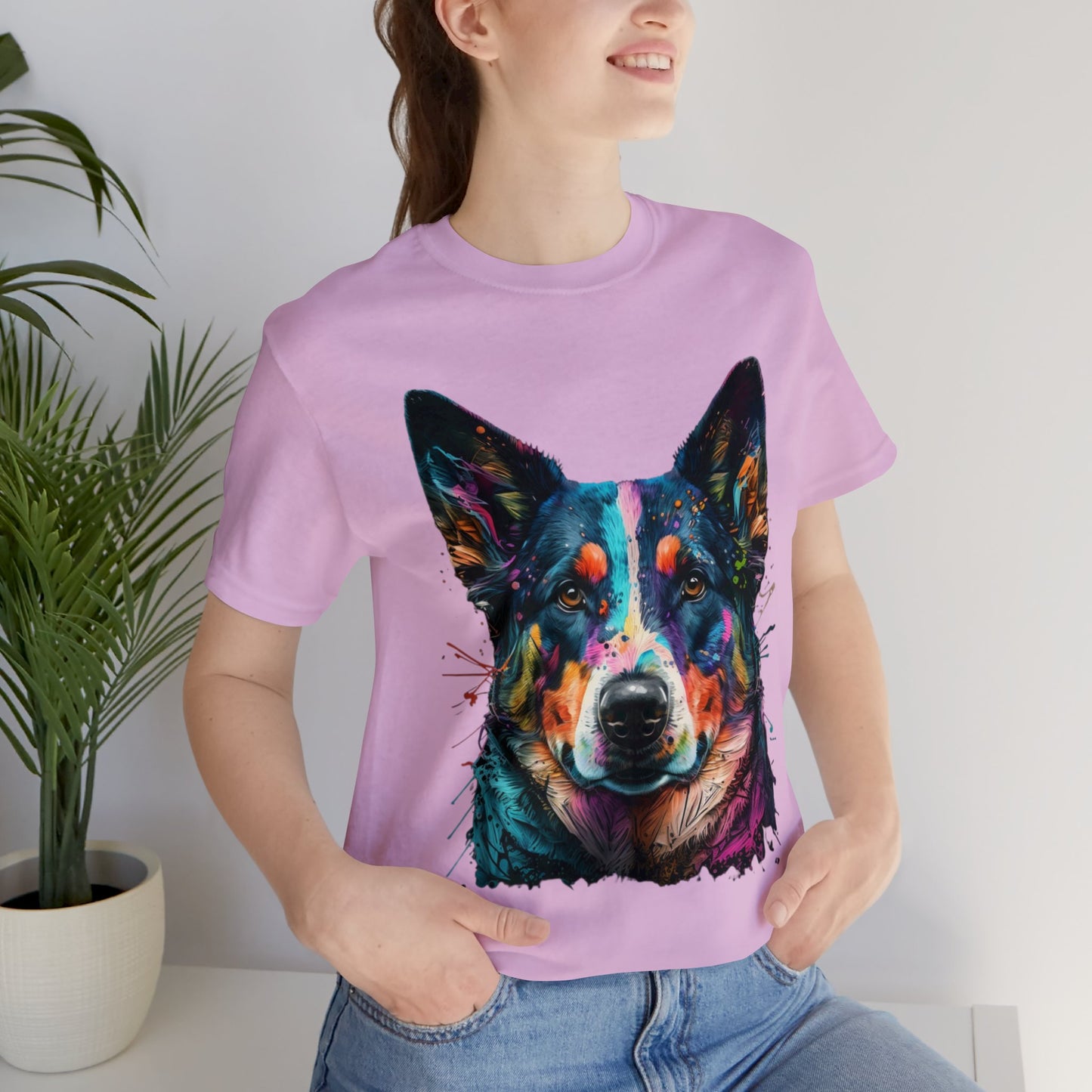 German Shepard Dog face colorful art shirt