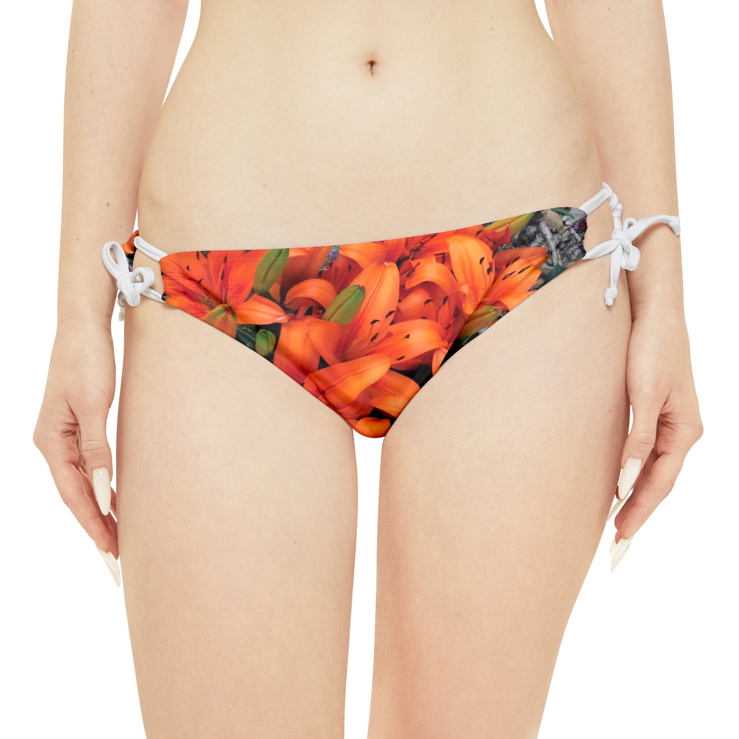 Orange Flower Strappy Bikini Set (AOP)