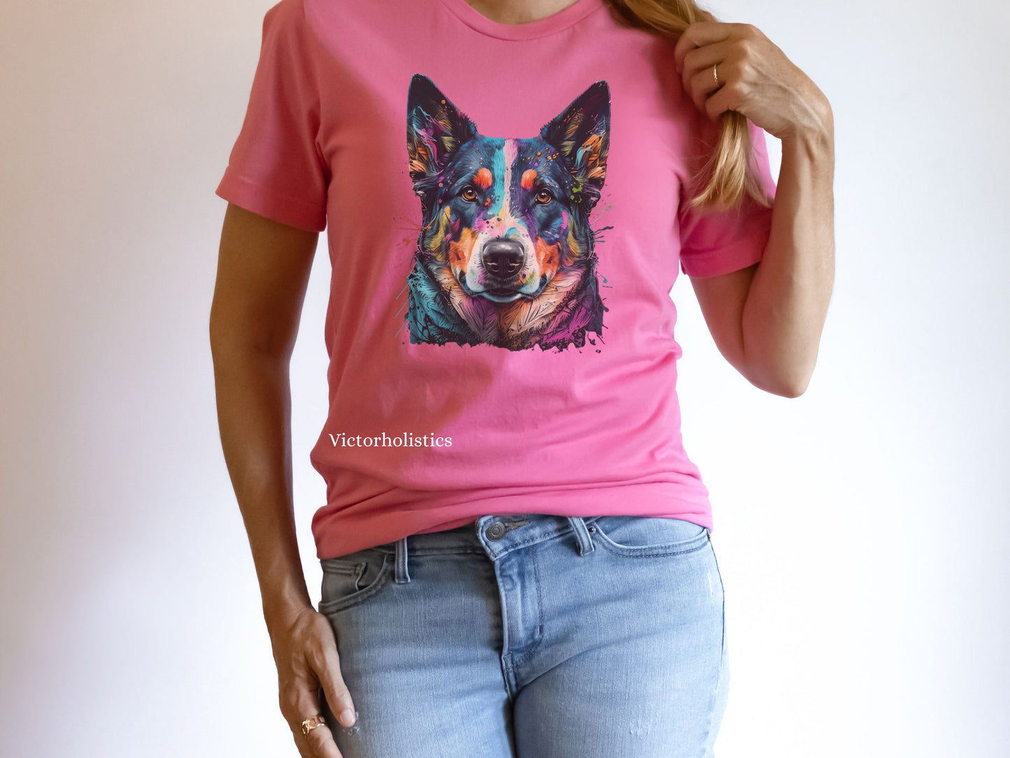 German Shepard Dog face colorful art shirt