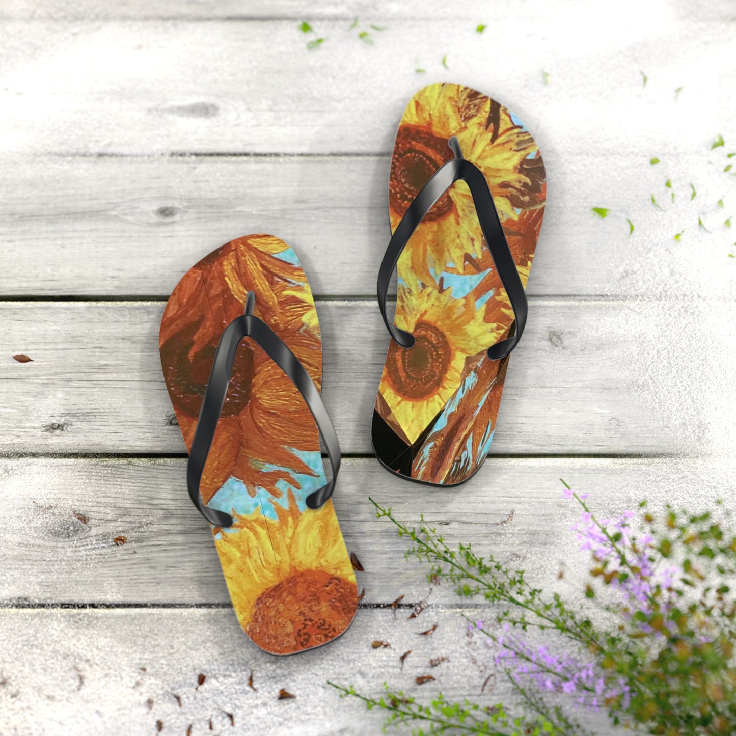 Van Gogh Sunflowers Flip Flops