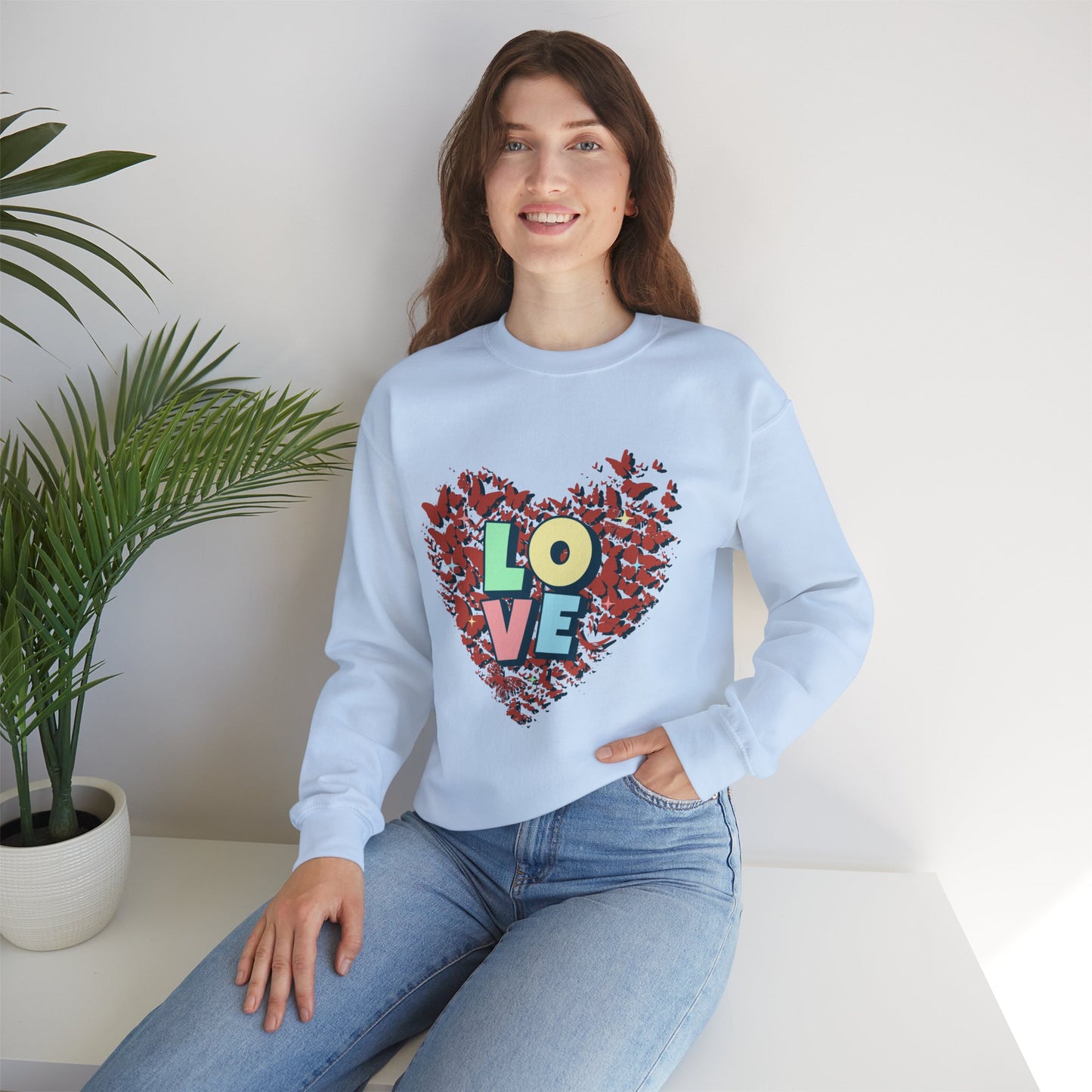 Love Letters with Butterflies Heart Sweatshirt