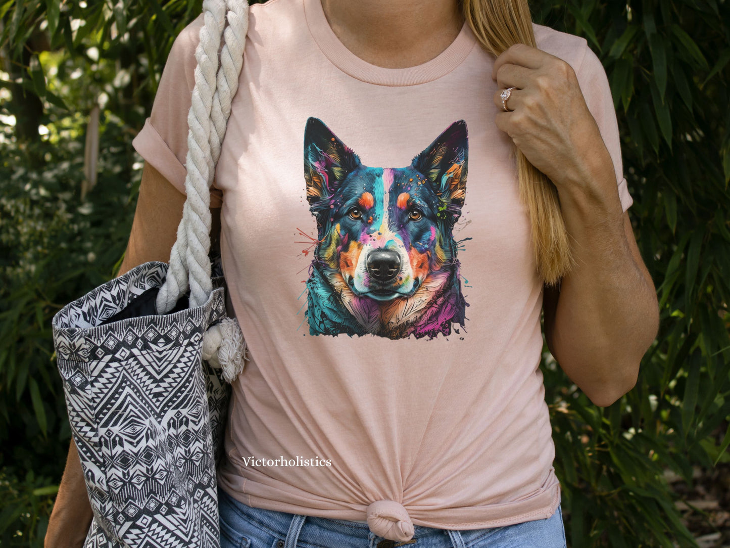 German Shepard Dog face colorful art shirt