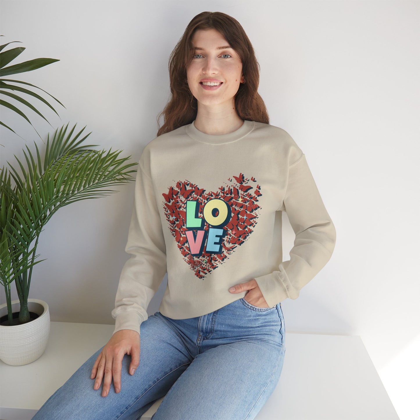 Love Letters with Butterflies Heart Sweatshirt