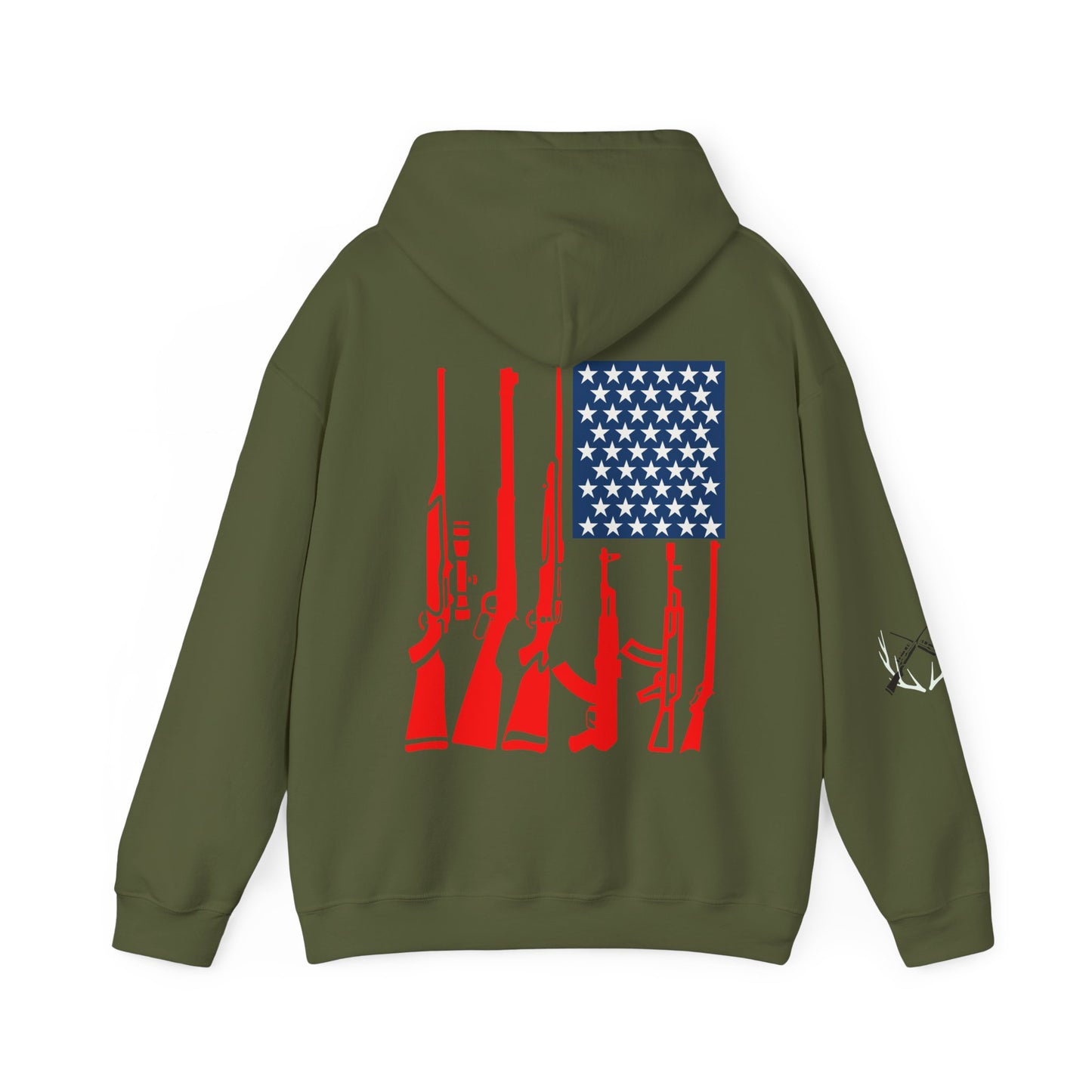 Fishing & Hunting American Flag Hooded Sweatshirt