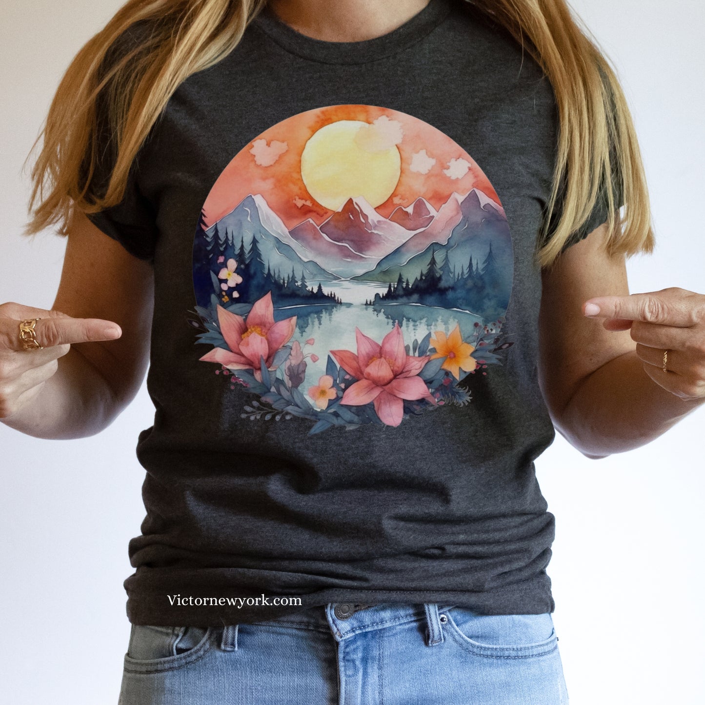 Sun Over Mountains Hiking T Shirt