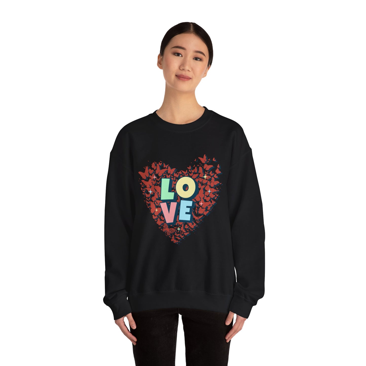 Love Letters with Butterflies Heart Sweatshirt