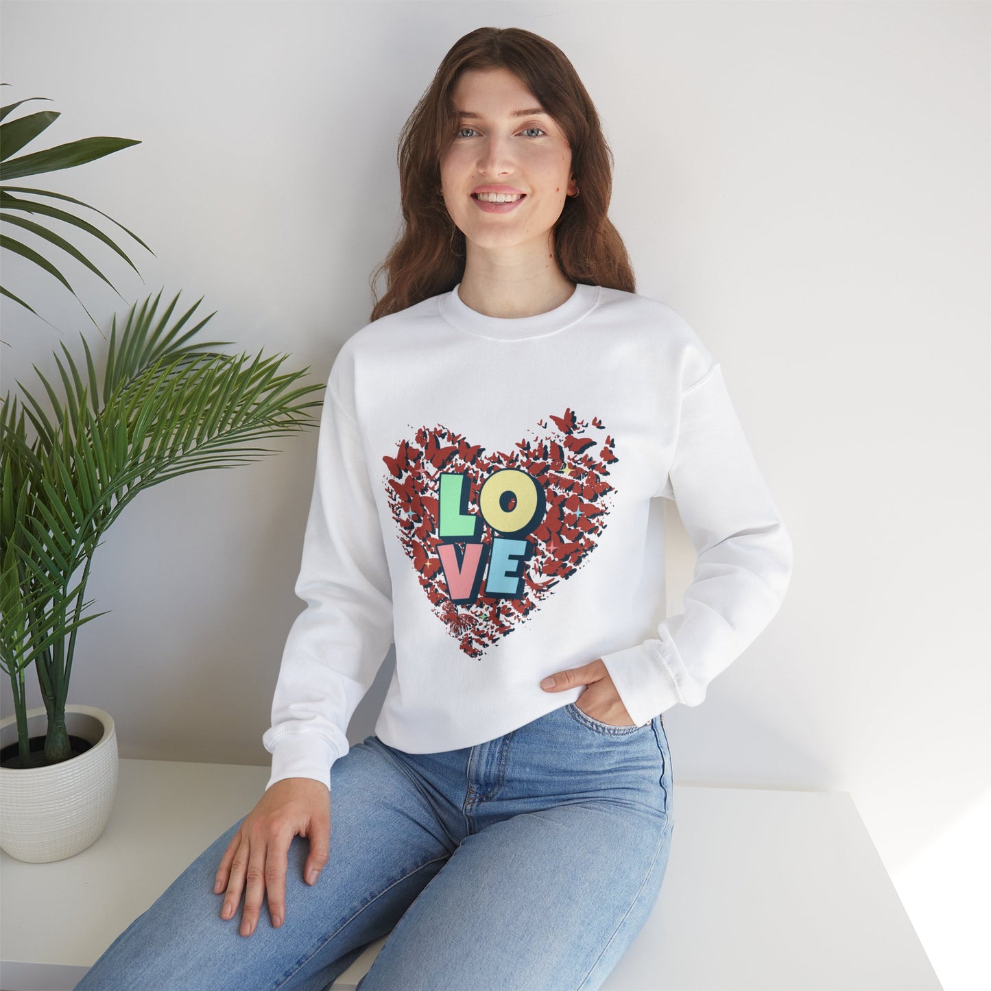 Love Letters with Butterflies Heart Sweatshirt