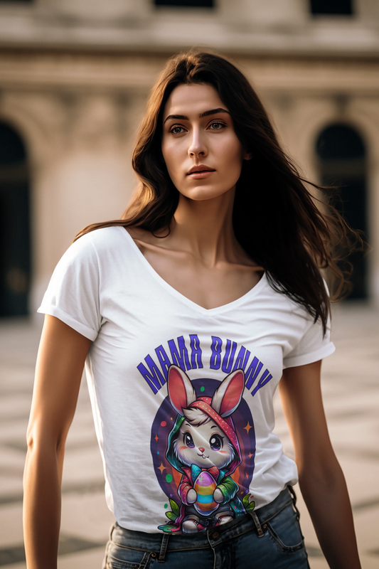 Mama Bunny Short Sleeve V-Neck Tee