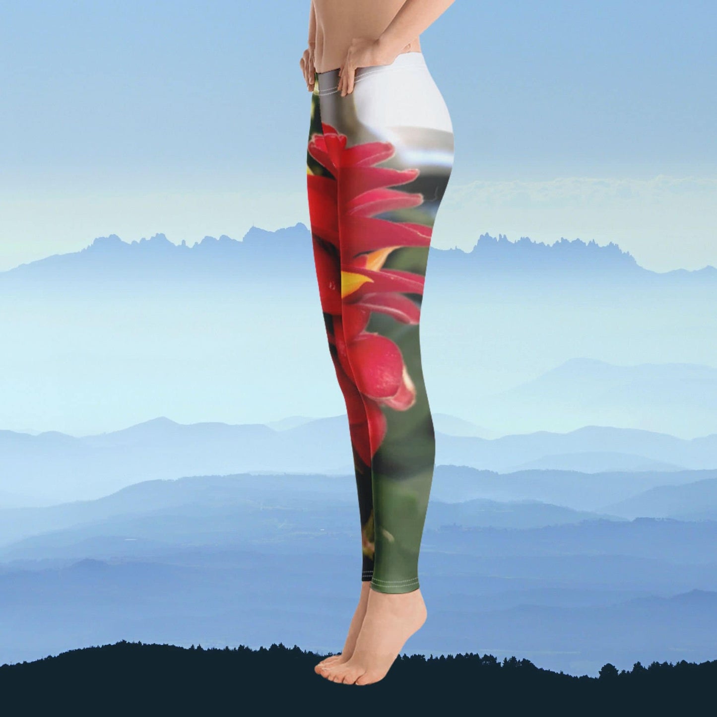 Trendy Red Wild Flower Leggings